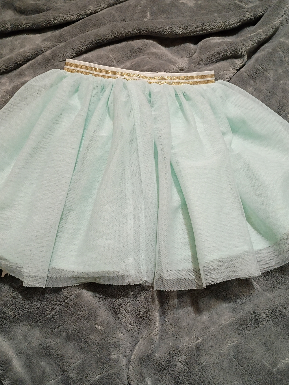 H&M Mint Tulle Skater Skirt with Gold Elastic Waistband